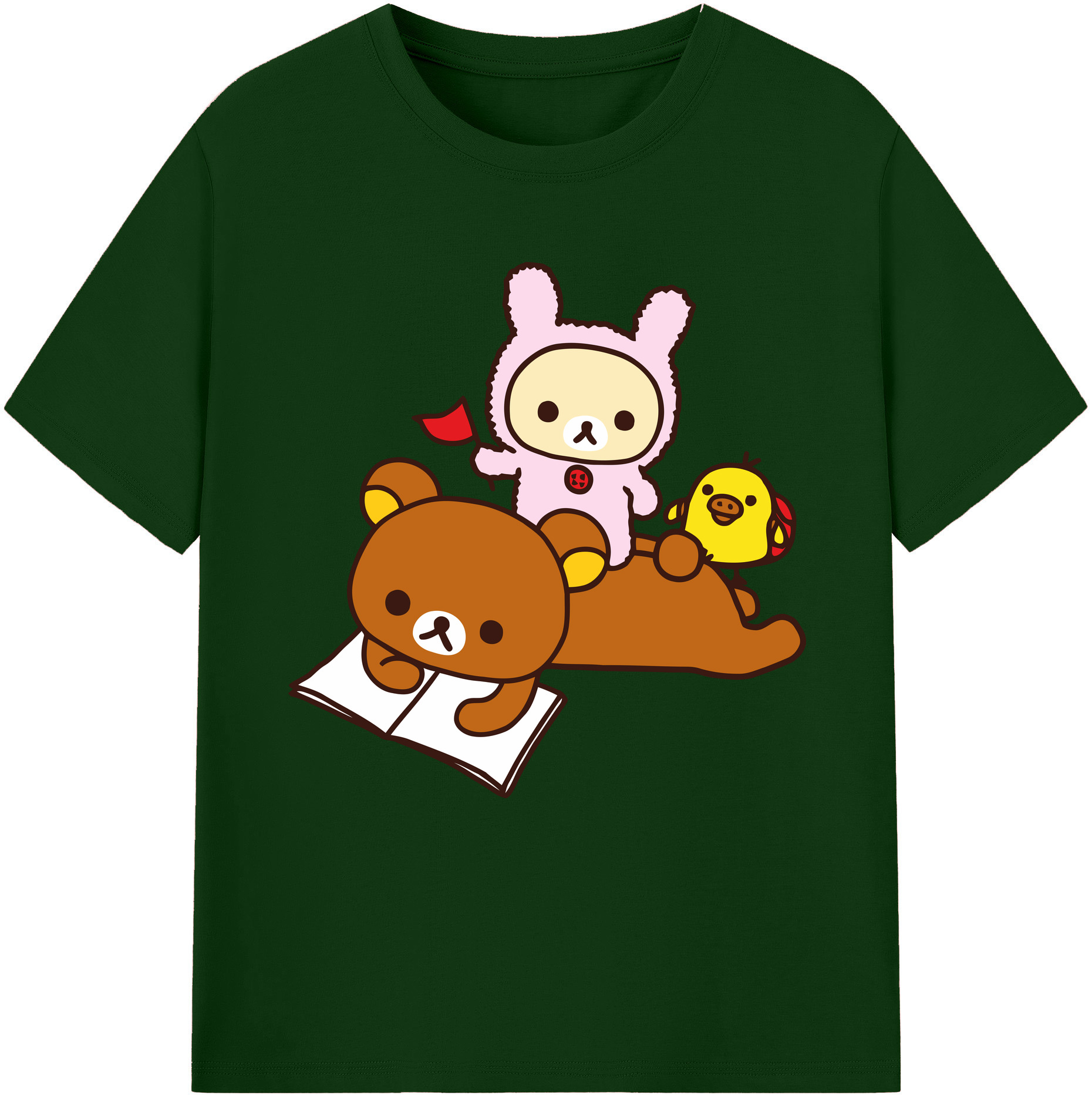 （画像用） リラックマ リラックマ キイロイトリ Rilakkuma Korilakkuma Kiiroitori 綿100％半袖Tシャツ（フロントプリント）